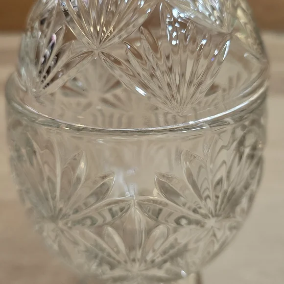 Vintage Egg Shape Cut Crystal Glass Candy Dish With Lid 8.5" Gorgeous - Picture 11 of 15